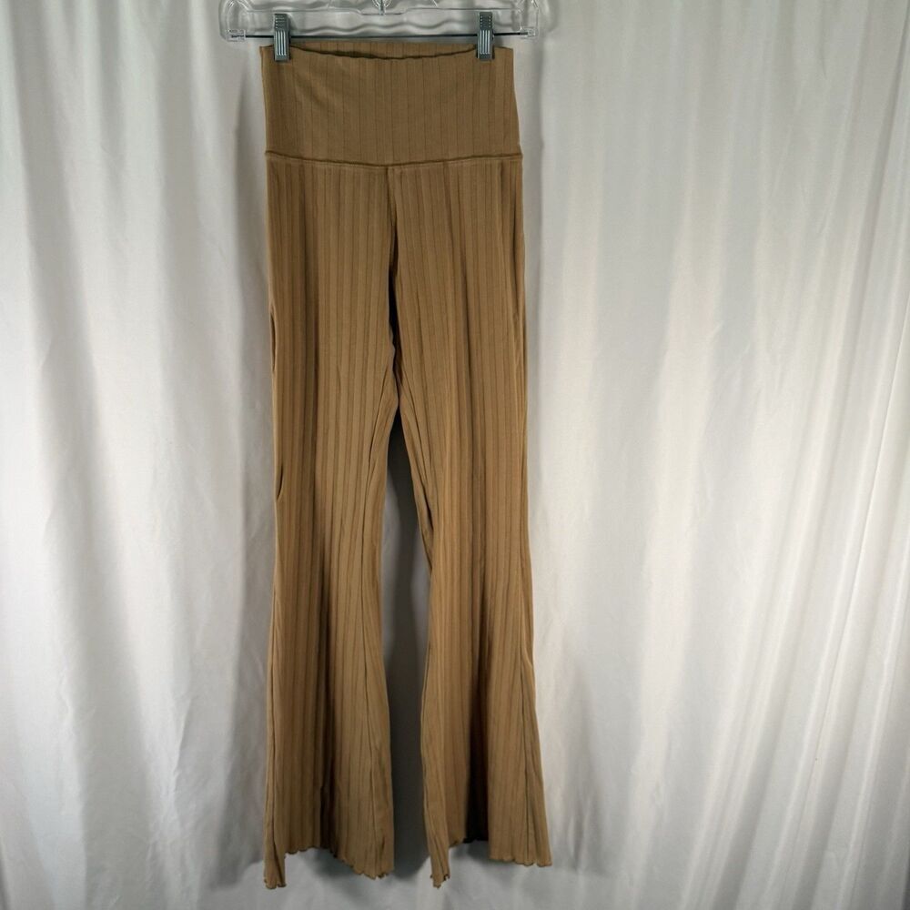 Offline by Aerie Flared Leggings Women's Small Brown Striped Pull On High Rise